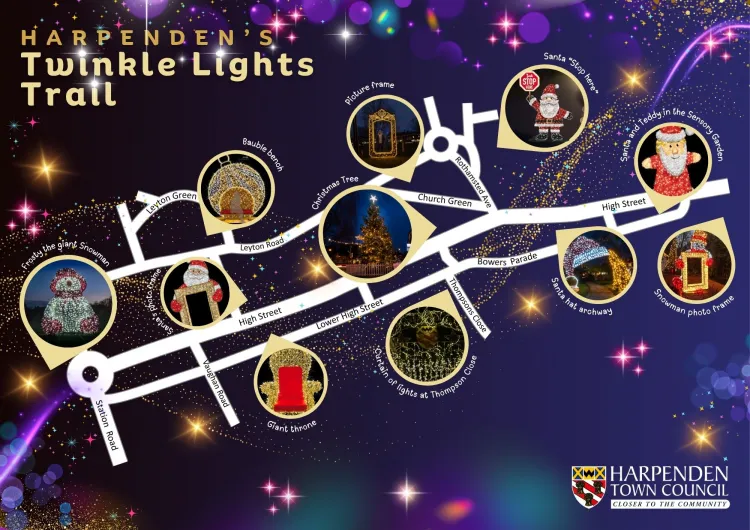 Harpenden Lights Twinkle Trail Map